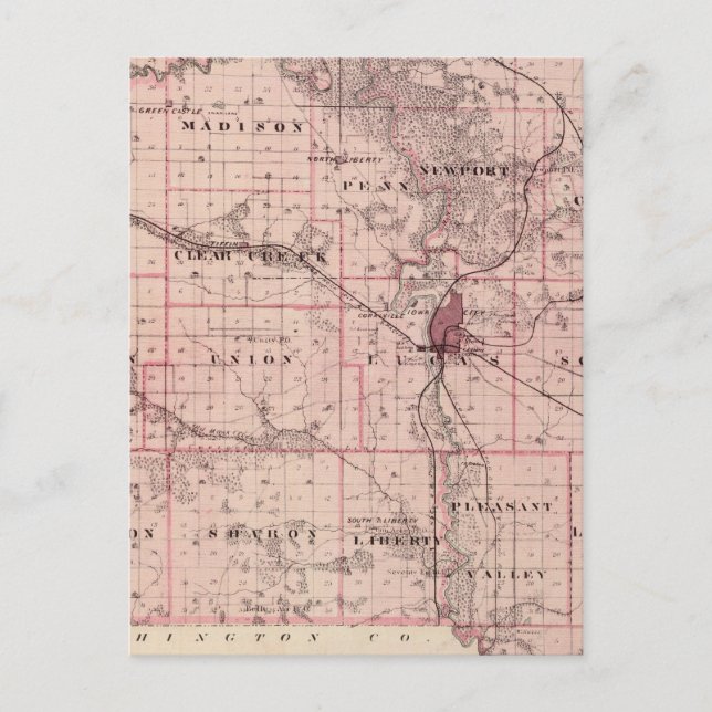 Map of Johnson County, State of Iowa Postcard (Front)