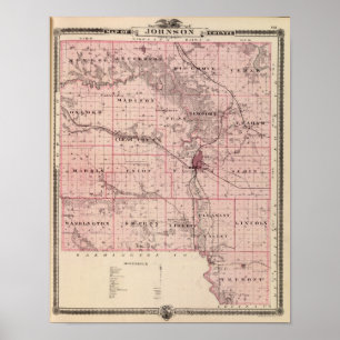 Map of Johnson County, State of Iowa Poster