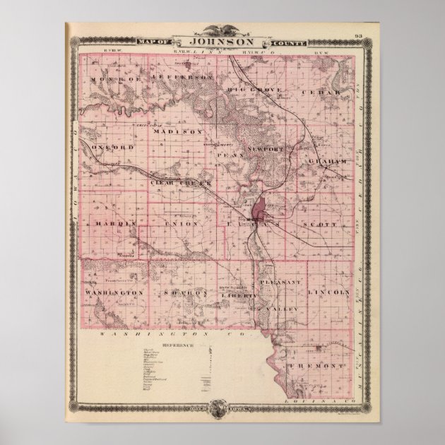 Map Of Johnson County State Of Iowa Poster Zazzle   Map Of Johnson County State Of Iowa Poster R1a263ef86c1b4bbf84291fa825d51d64 Wvw 8byvr 630 