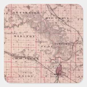 Map of Johnson County, State of Iowa Square Sticker