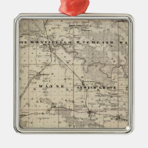Map of Jones County, State of Iowa Metal Tree Decoration