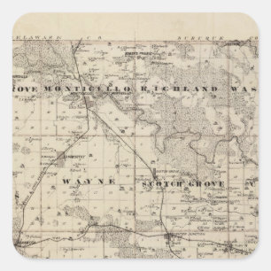 Map of Jones County, State of Iowa Square Sticker