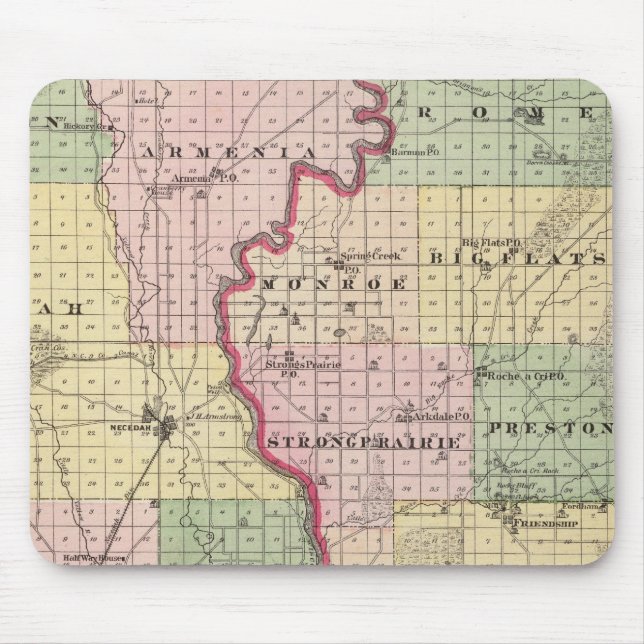 Map of Juneau and Adams counties Mouse Mat (Front)