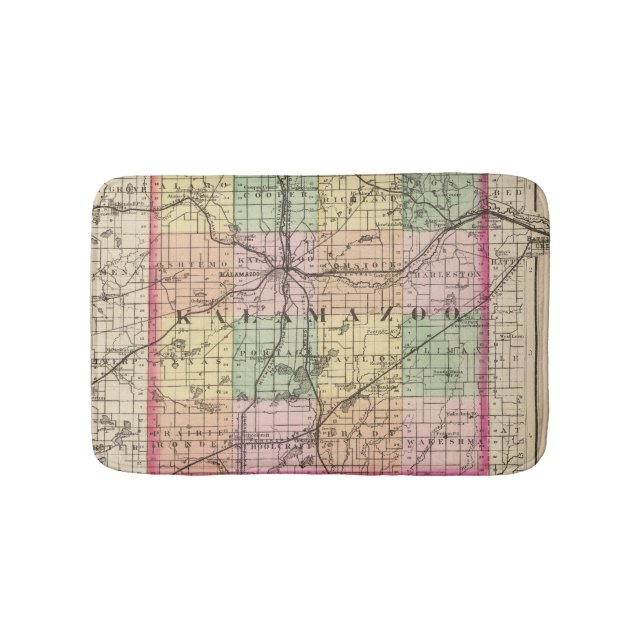 Map of Kalamazoo County, Michigan Bath Mat (Front)
