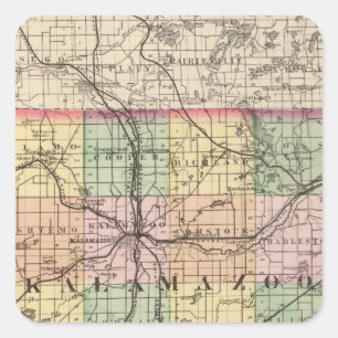 Map of Kalamazoo County, Michigan Square Sticker