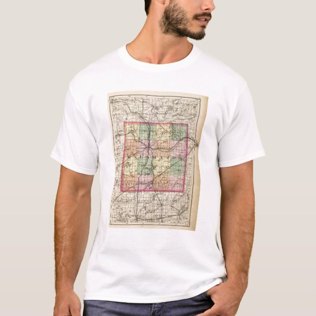 Map of Kalamazoo County, Michigan T-Shirt (Front)