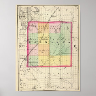 Map of Kalkaska County, Michigan Poster