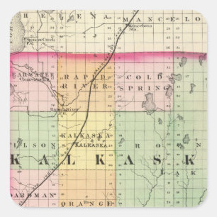 Map of Kalkaska County, Michigan Square Sticker