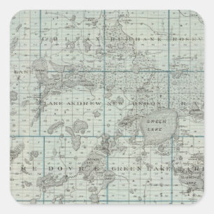 Map of Kandiyohi County, Minnesota Square Sticker