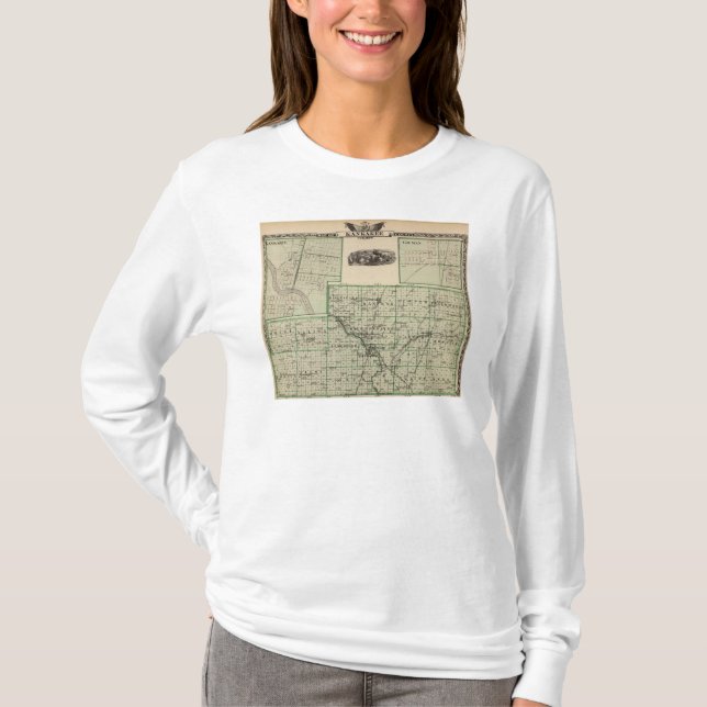 Map of Kankakee County, Kankakee and Gilman T-Shirt (Front)
