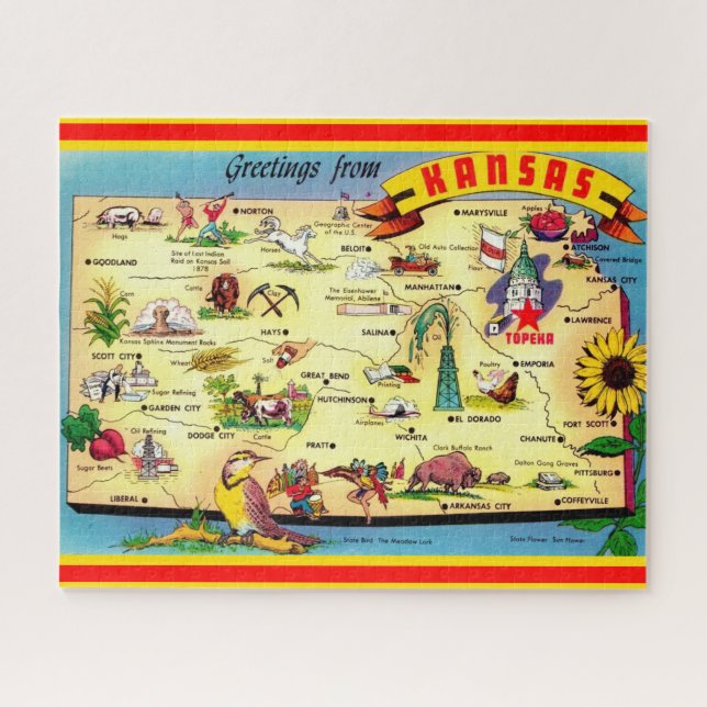  Map of Kansas 16x20  Jigsaw Puzzle (Horizontal)