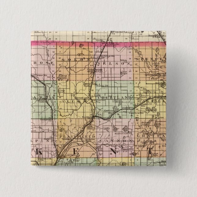 Map of Kent County, Michigan 15 Cm Square Badge (Front)