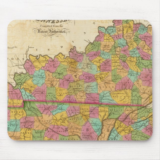 Map of Kentucky And Tennessee Mouse Mat (Front)