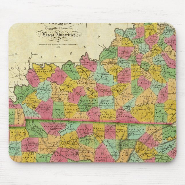 Map of Kentucky and Tennessee Mouse Mat (Front)