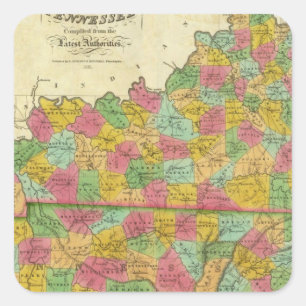 Map of Kentucky and Tennessee Square Sticker