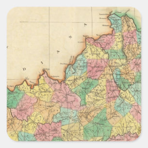 Map Of Kentucky Square Sticker