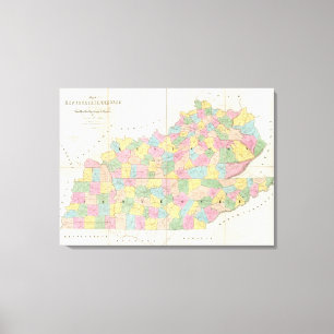Map of Kentucky & Tennessee Canvas Print