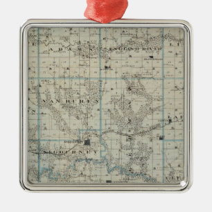 Map of Keokuk County, State of Iowa Metal Tree Decoration