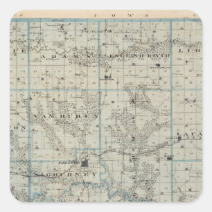 Map of Keokuk County, State of Iowa Square Sticker