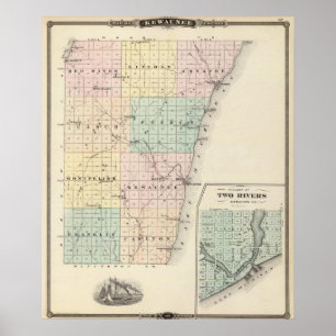 Map of Kewaunee County Poster
