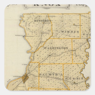 Map of Knox County Square Sticker