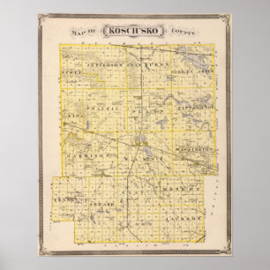 Map of Kosciusko County Poster