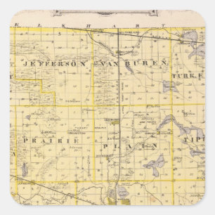 Map of Kosciusko County Square Sticker