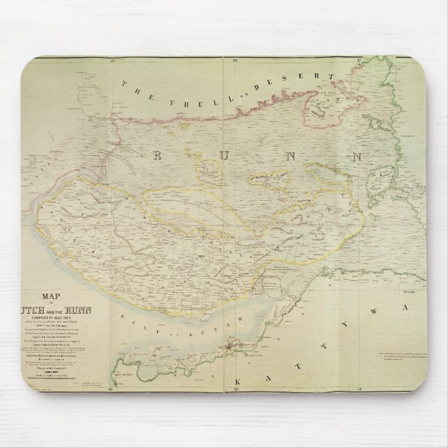 Map of Kutch and Runn, India, 1854 Mouse Mat (Front)