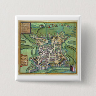 Map of La Rochelle, from 'Civitates Orbis Terrarum 15 Cm Square Badge