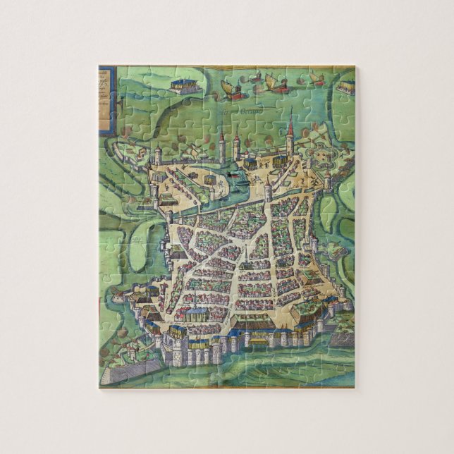 Map of La Rochelle, from 'Civitates Orbis Terrarum Jigsaw Puzzle (Vertical)