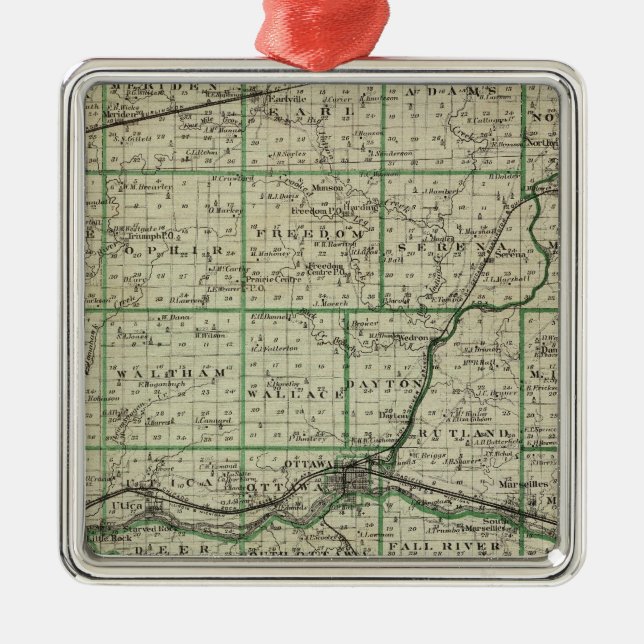 Map of La Salle County Metal Tree Decoration (Front)
