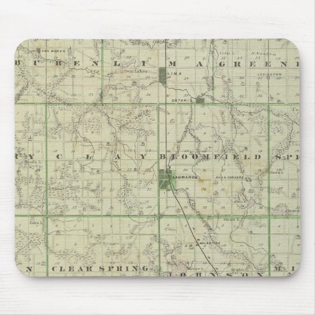 Map of Lagrange County with La Grange, Lima Mouse Mat (Front)