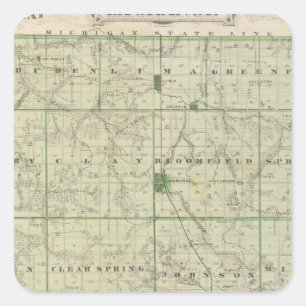 Map of Lagrange County with La Grange, Lima Square Sticker