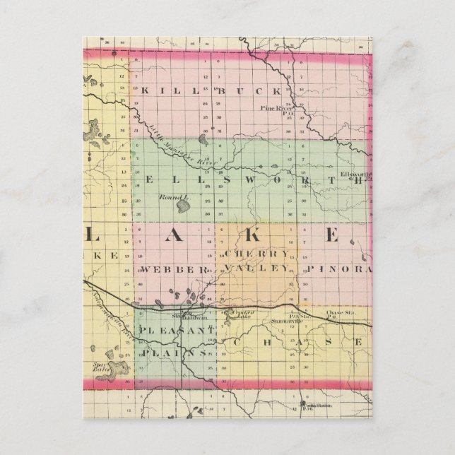 Map of Lake County, Michigan Postcard (Front)