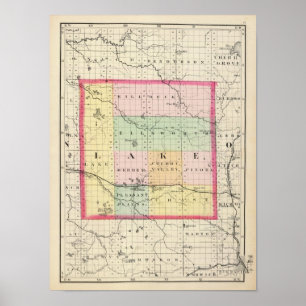 Map of Lake County, Michigan Poster