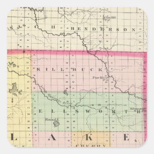 Map of Lake County, Michigan Square Sticker