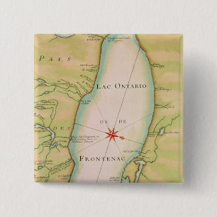 Map of Lake Ontario 15 Cm Square Badge
