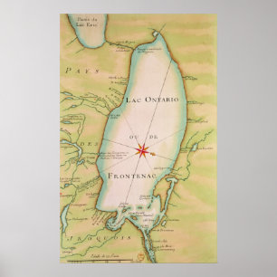 Map of Lake Ontario Poster