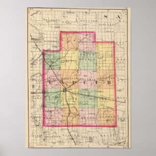 Map of Lapeer County, Michigan Poster