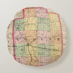 Map of Lapeer County, Michigan Round Cushion