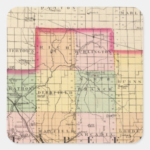 Map of Lapeer County, Michigan Square Sticker