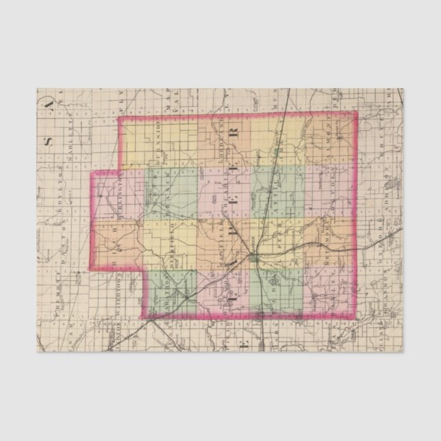 Map of Lapeer County, Michigan Tissue Paper (Front)