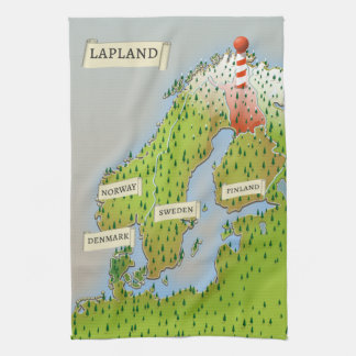 Map Of Lapland Tea Towel