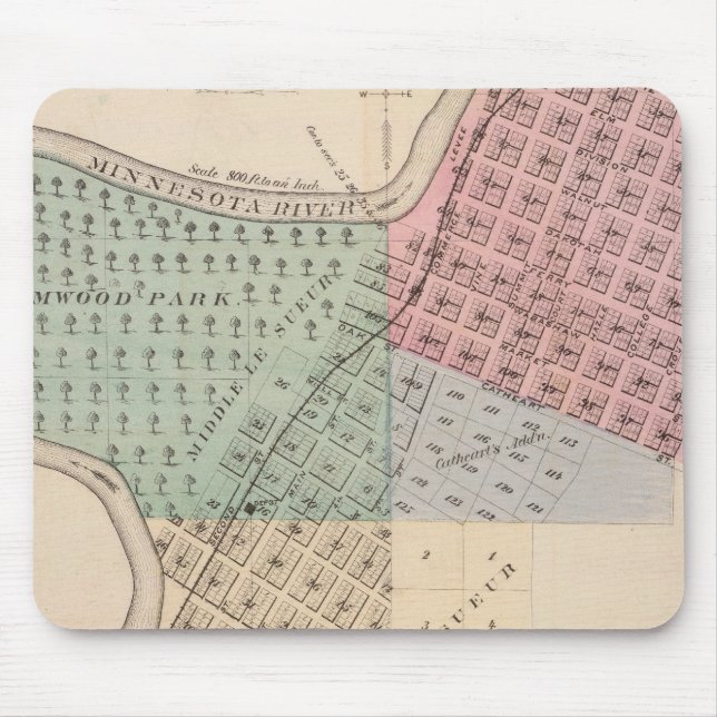 Map of Le Sueur, Map of Cleveland, Minnesota Mouse Mat (Front)