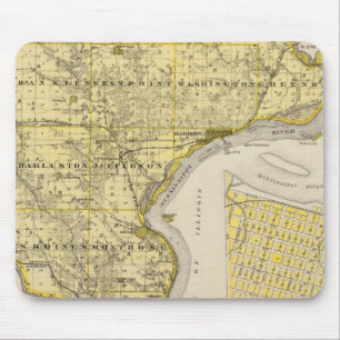 Map of Lee County and Montrose, State of Iowa Mouse Mat