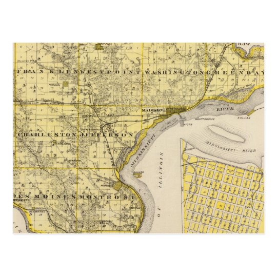 Map of Lee County and Montrose, State of Iowa Postcard