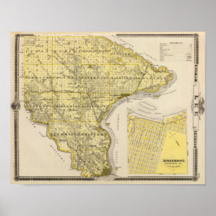 Map of Lee County and Montrose, State of Iowa Poster