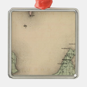 Map of Leelanau County, Michigan Metal Tree Decoration