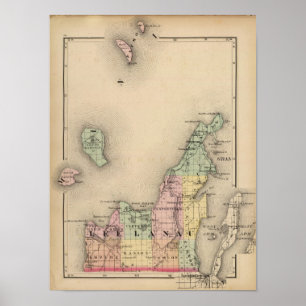 Map of Leelanau County, Michigan Poster