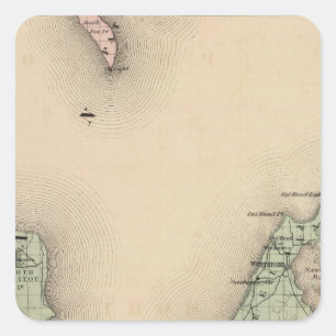 Map of Leelanau County, Michigan Square Sticker